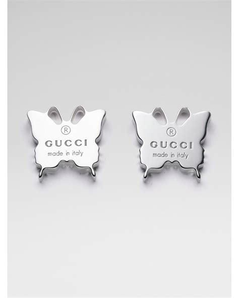 gucci silver butterfly earrings|gucci heart earrings studs.